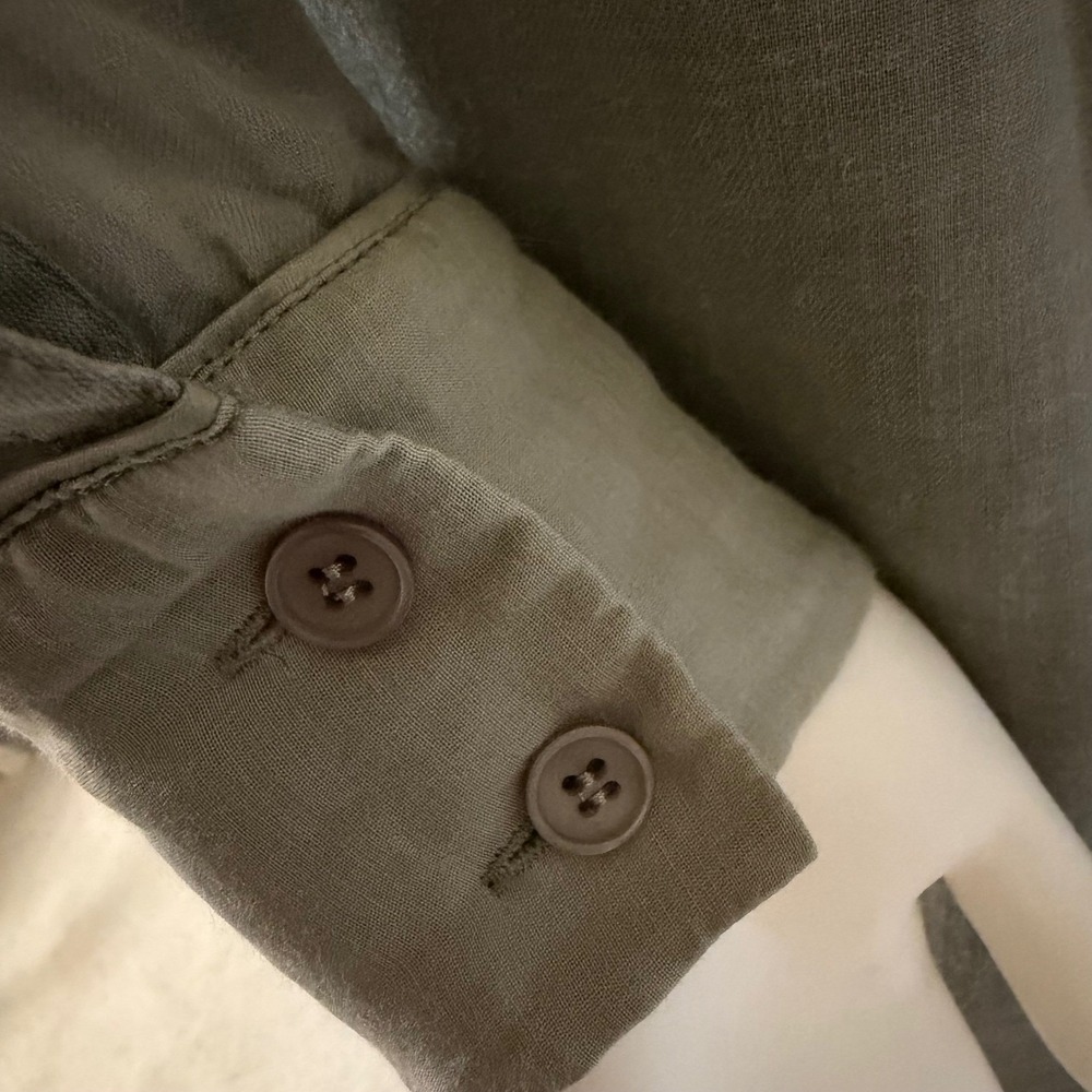 Lafayette 148 New York‎ Sage Green Grey Button Down Tunic Shirt Womens Petite P - Picture 7 of 13